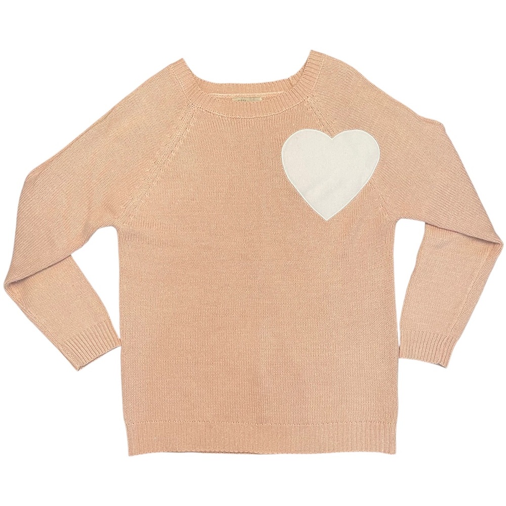 Cozy Casual Women's Soft Blush Pink Sweater with White Heart Detail Size M/L